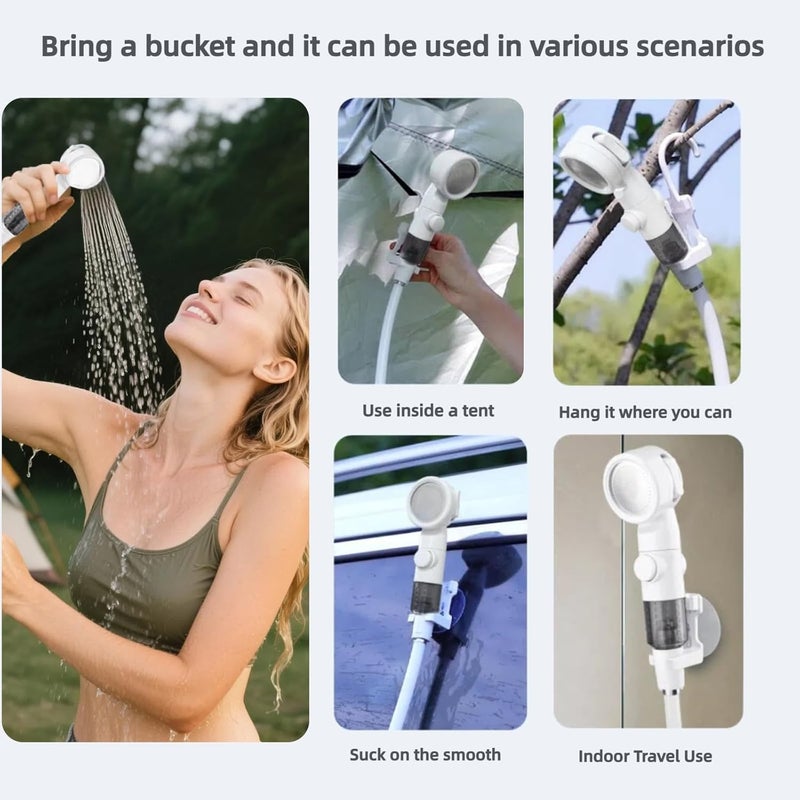 Silanit Portable Shower for Camping, Rechargeable Portable Camping Shower Pump with USB-C, Camp Shower with 3 Spray Modes, Outdoor Shower Kit for Camping, RV, Travel, Pet Bath, Watering Plants (+ Mesh Bag) - Image 4
